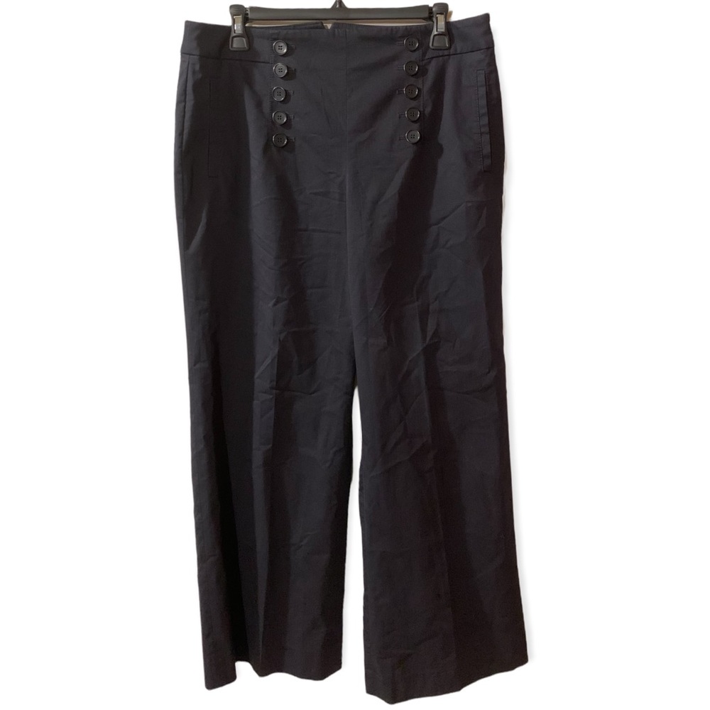 The Sailor Pant by Ann Taylor Black Sz 10  Wide Leg, Side Zip classic